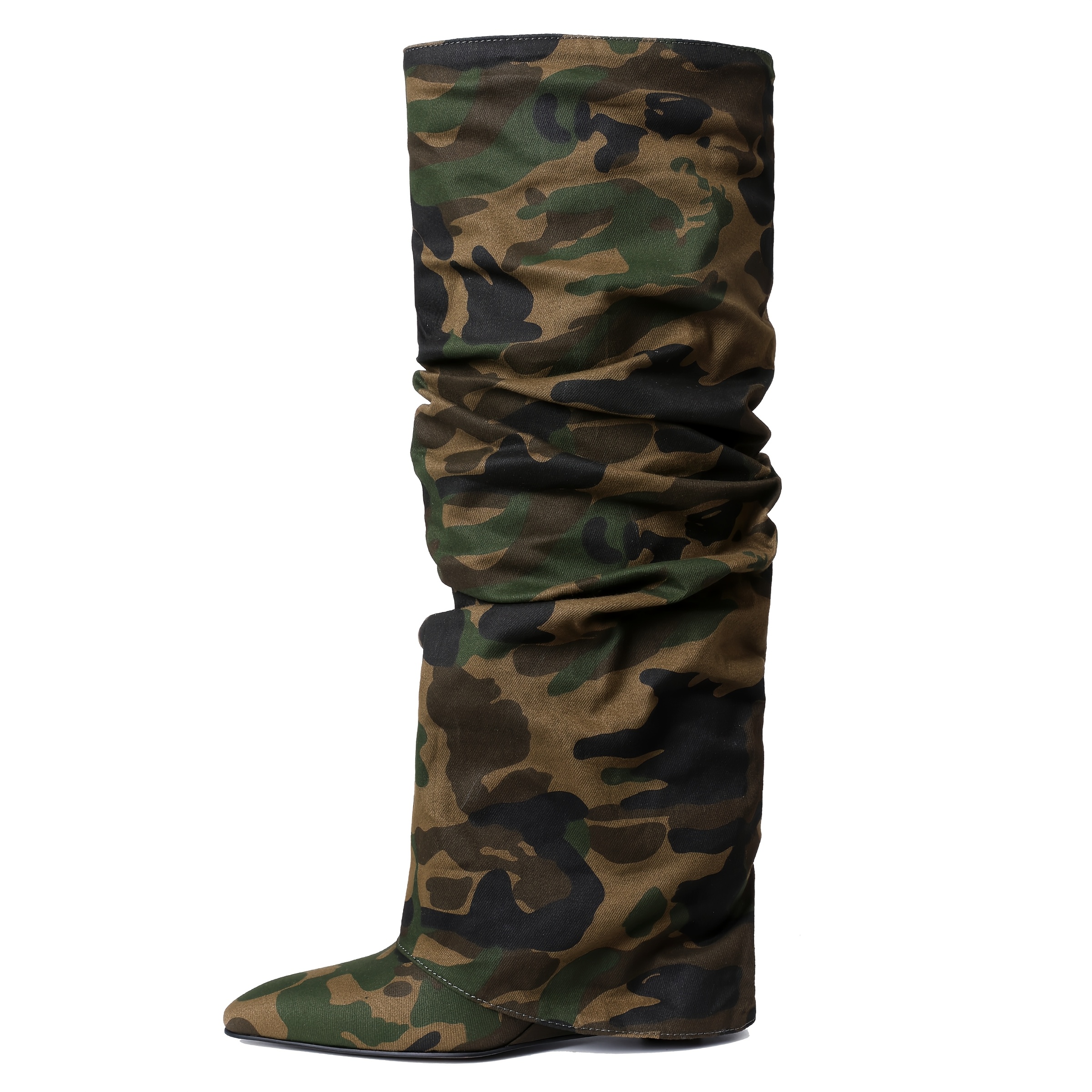 Yishaweiqi Botas De Mezclilla Plegables Para Mujer, Tacón De Aguja, Hasta La Rodilla, Punta Alta, Pantorrilla Ancha, Botas De Tiburón Para Otoño, Azul (Denim), 10