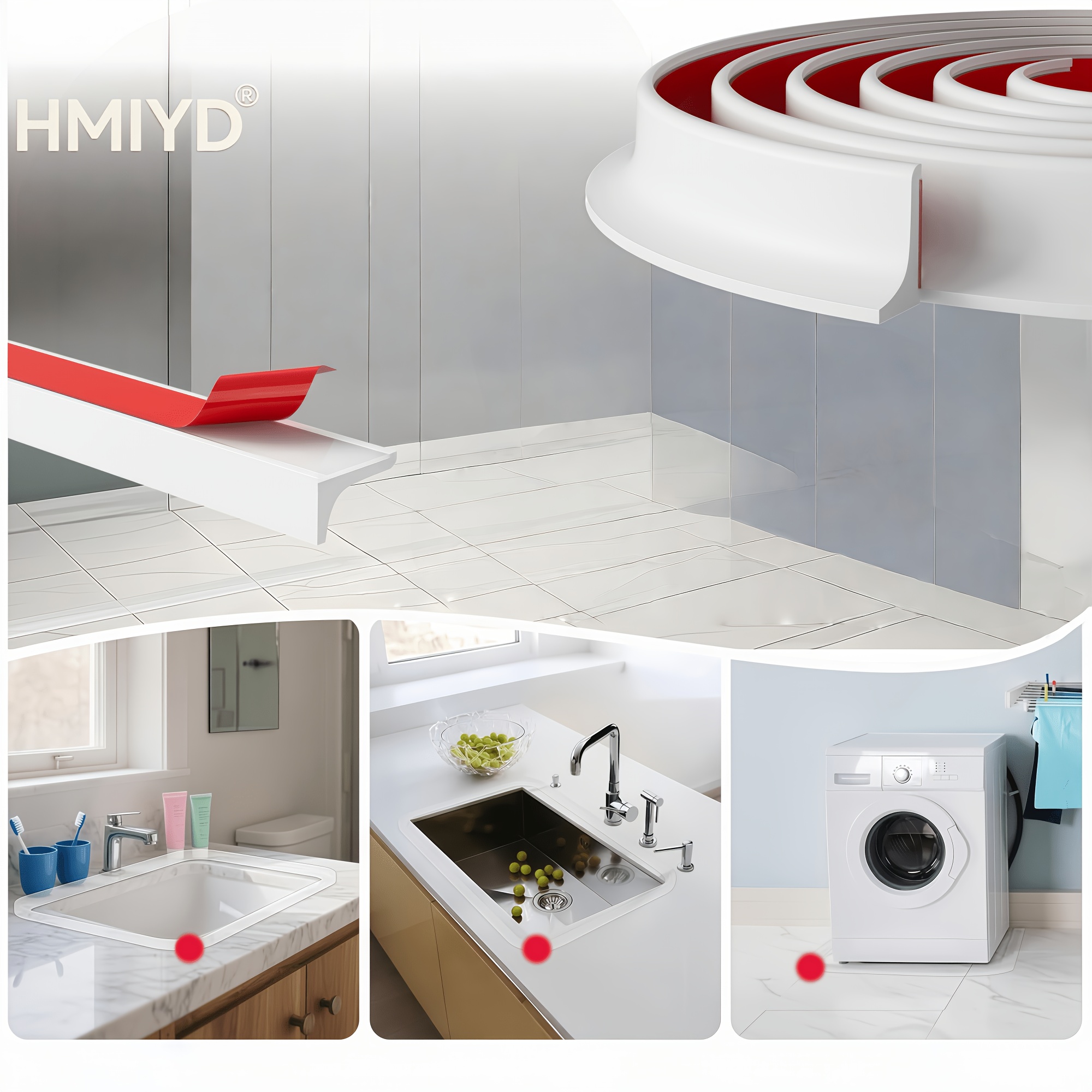   118 zoll silikon selbstklebende badezimmer wasserdichte dichtungsleiste - auslaufsicher, dusch- und wc-ablaufleiste, wasserbarriere für spülbecken - einfache installation, flexible badezimmerabtrennung