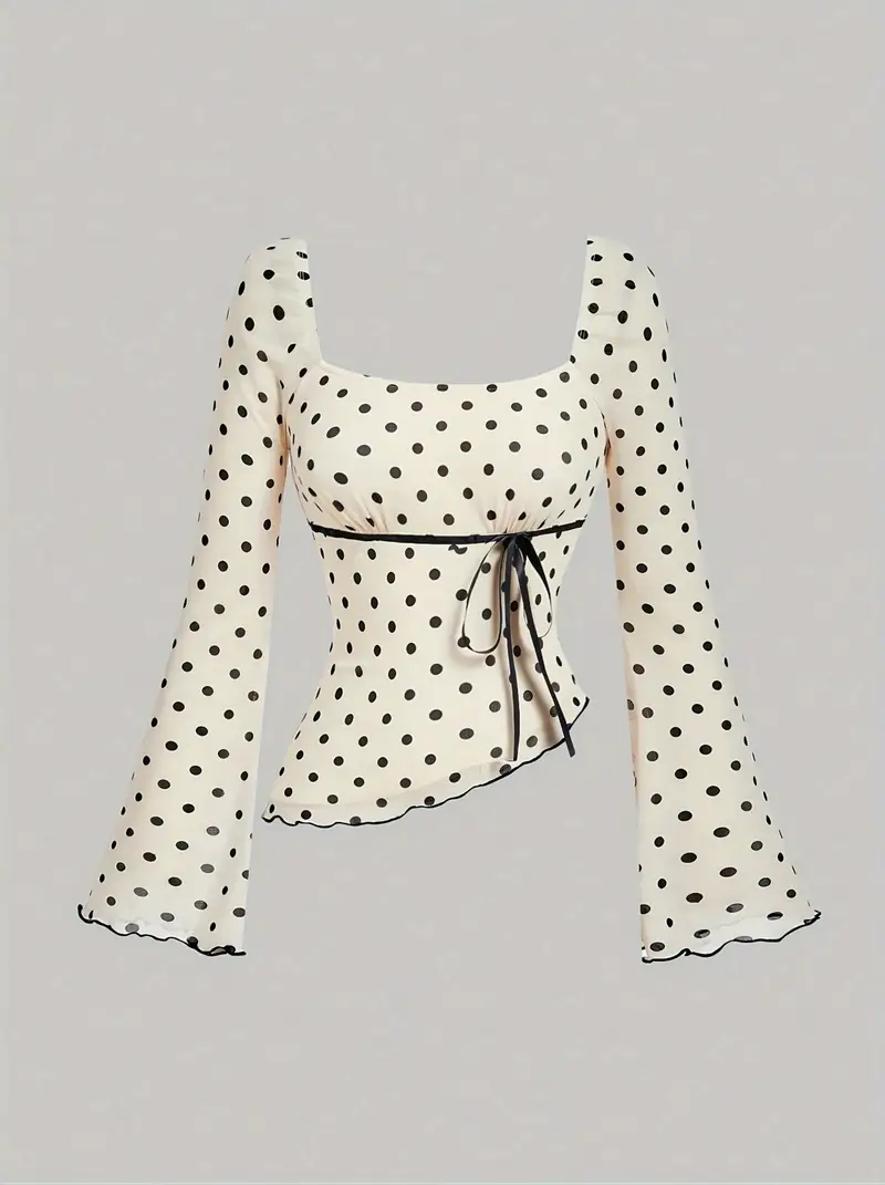 womens polka dot asymmetrical hem bow apricot set autumn - Temu Oman womens polka dot asymmetrical hem bow apricot set autumn - Temu Oman