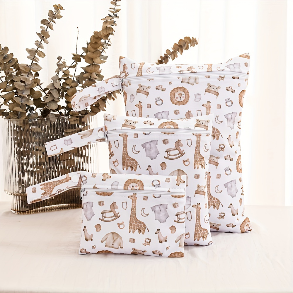 Image of Set Of 3 Diaper Bags With Adorable Design, Convenient Storage And Wash Bags For Travel
