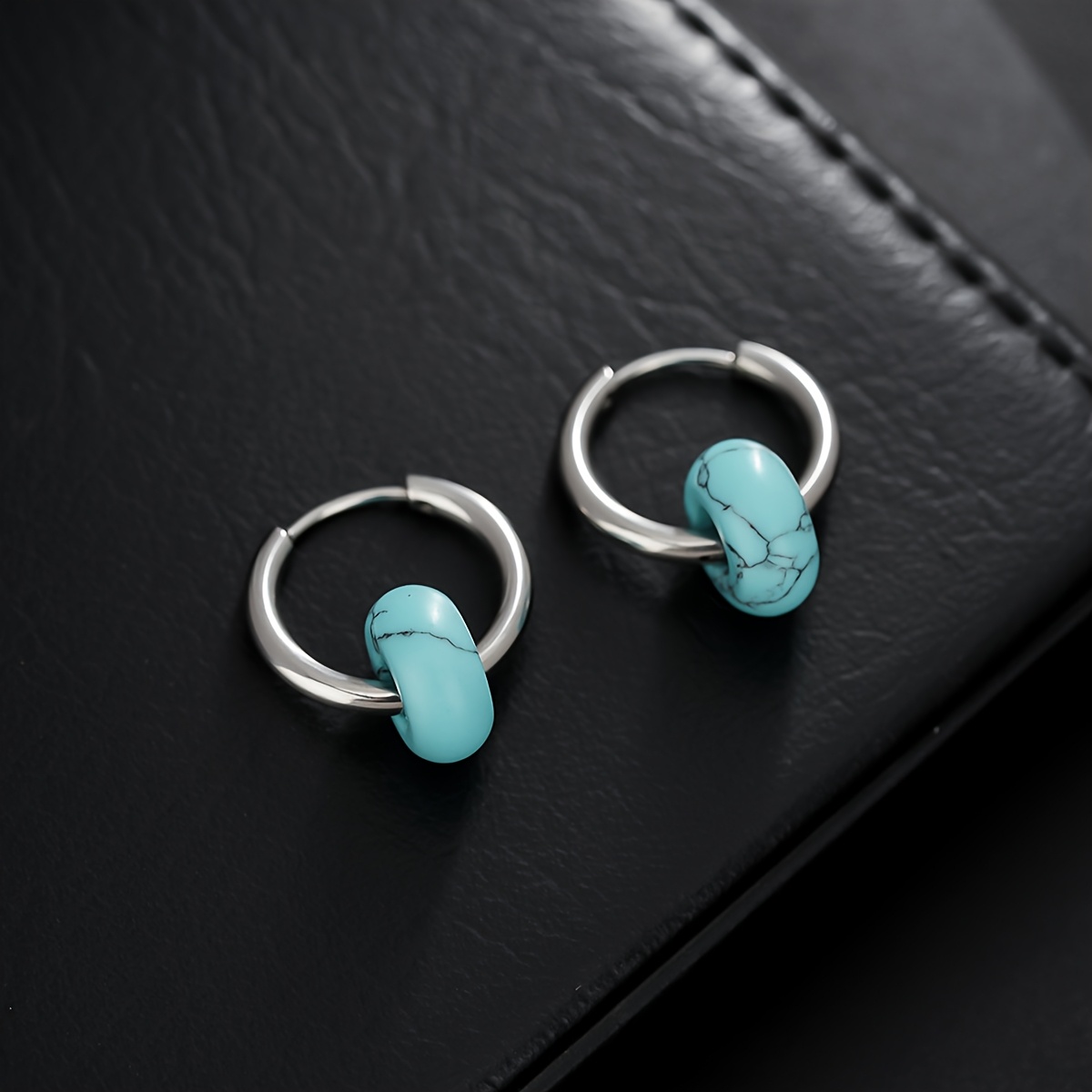 TEMU 1 Paire de Boucles d'Oreilles en Acier Inoxydable avec Cercle en Naturelle, Style Chic Minimaliste, Adaptées à un Usage , aux Vacances, aux