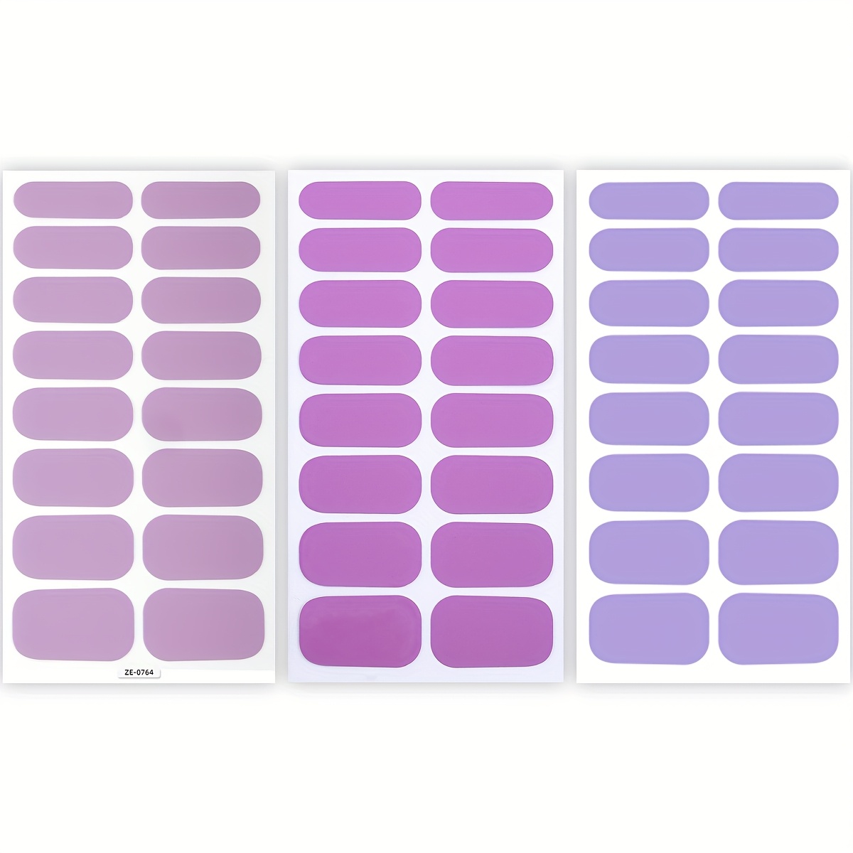 Image of 48pcs Spring/summer Light Purple Fully Wrapped Nail Stickers, Self-adhesive Disposable Nail Strips, Plastic Material, Alcohol Free, Strong Glossy, Suitable For Daily Nail Products For Women And