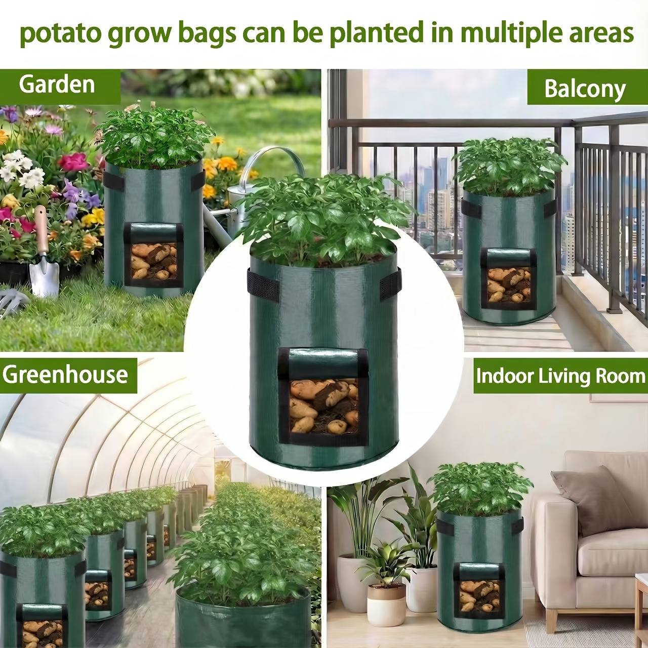 5 pack potato grow bags potato bags for planting potatoes 10 gallon 7 gallon and 5 gallon sizes outdoor pots with handles pots for planting potatoes sweet potato seeds vegetable garden grow kits outdoor plant pots Product details 7
