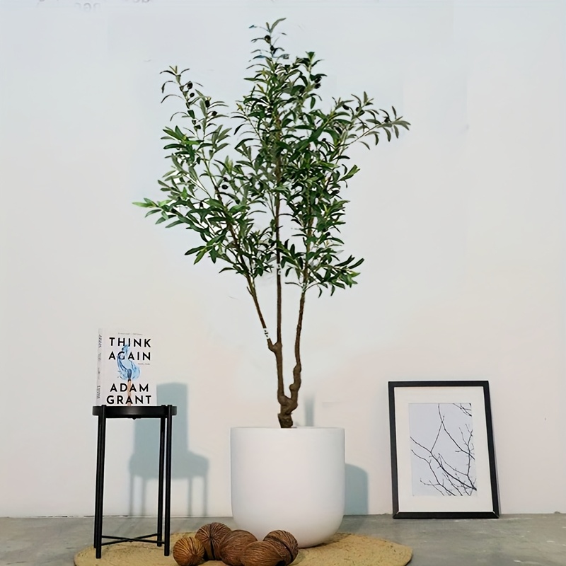 6FT/180CM Synthetic Olive Tree - Potted Imitation Olive Tree for Home Office, Living Room, Bathroom, Bedroom, And Entrance Decor - Large Faux Olive Plant with Realistic Trunk, Branches, Fruits, And Leaves for Outdoor Decoration