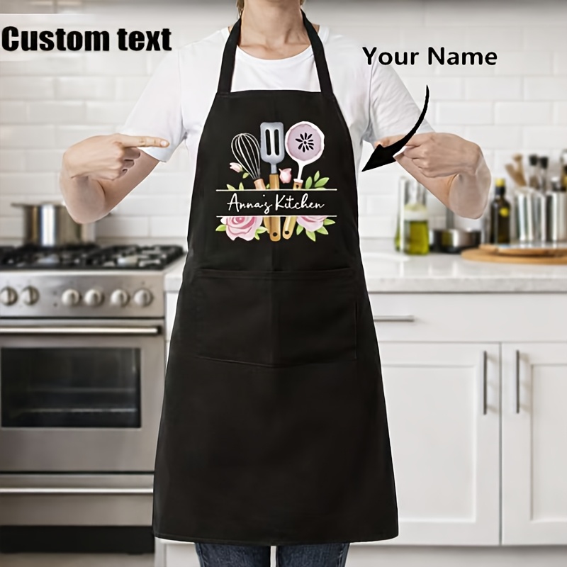 TEMU Customized Apron, Custom Text, Personalized Gift, Your Name, Apron, Kitchen Essentials, Cooking Tools, Chef Apron, Kitchen Decoration, , Style,