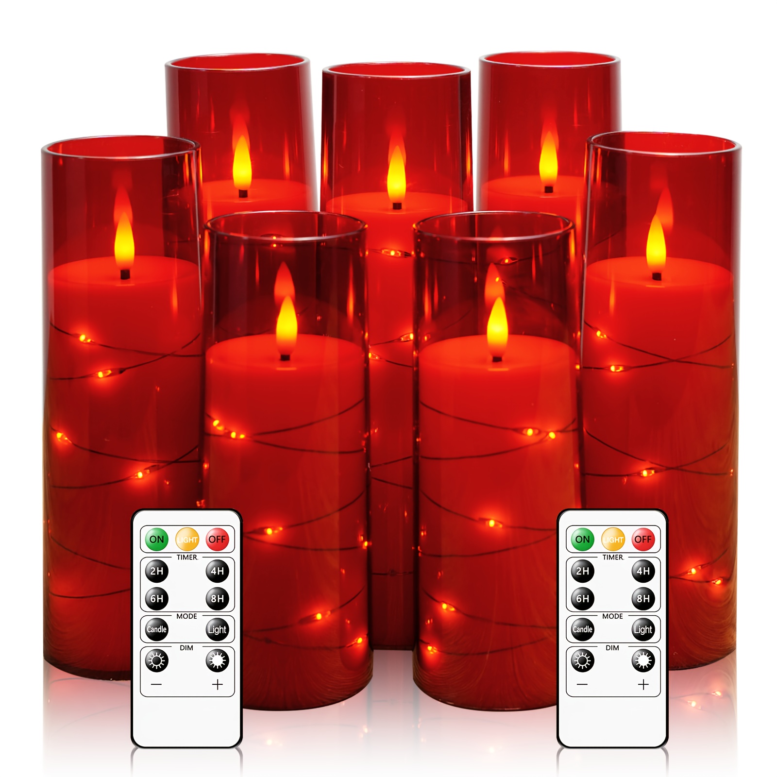 

Lameless Candle Battery Powered 7 Acrylic Flashing Led Candle With Remote Control Flameless Candle With Embedded Star String Home Decoration For Halloween And Christmas To Create