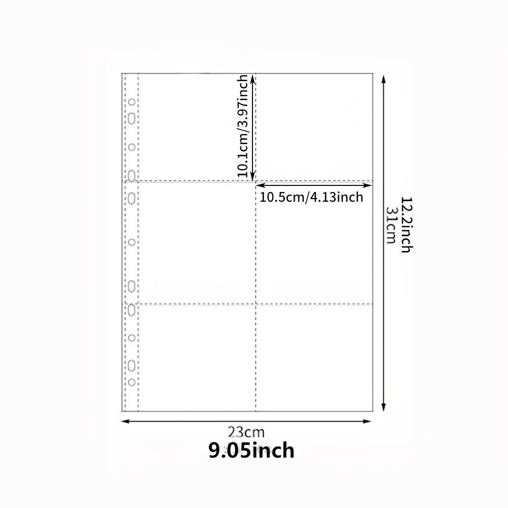 

10-pack A4 Size Clear Plastic Binder Refills, Rectangular Photo Album Insert Pages With Hook & Loop Closure For Scrapbooking, Coin Collection, And Art Storage