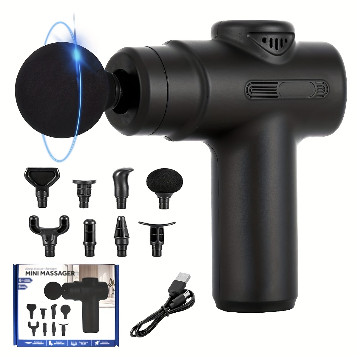 Multifunctional portable fascia gun, electric massager, USB charging port, 6-speed adjustment + 8 replaceable massage heads, suitable for muscle relaxation after exercise and fitness, a Christmas or Halloween gift for family, friends, and classmates 5 Multifunctional portable fascia gun, electric massager, USB charging port, 6-speed adjustment + 8 replaceable massage heads, suitable for muscle relaxation after exercise and fitness, a Christmas or Halloween gift for family, friends, and classmates - Image 5