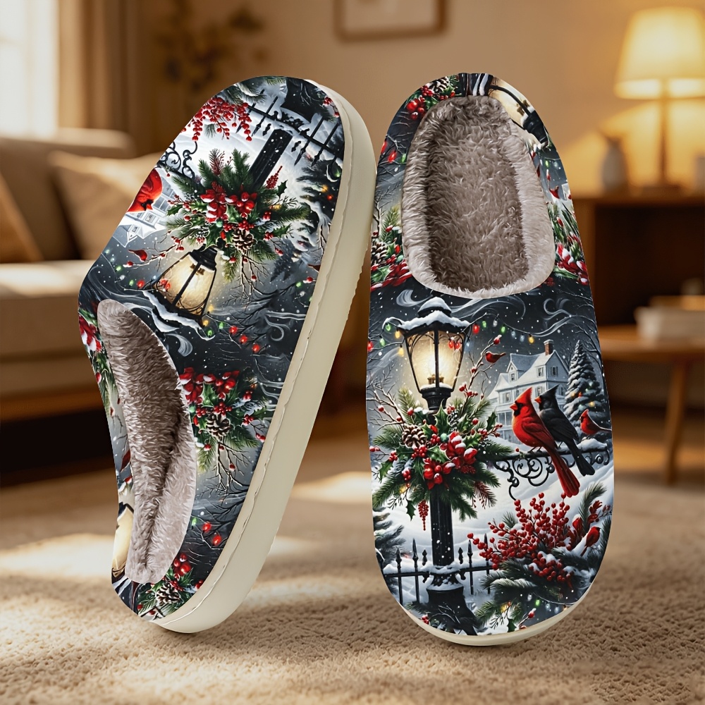 TEMU Cute Plush Couple Slippers For - Thick Sole Indoor House Shoes With French Style Suitable For Home, Parties, Vacation - Soft Sole & Tpr Sole
