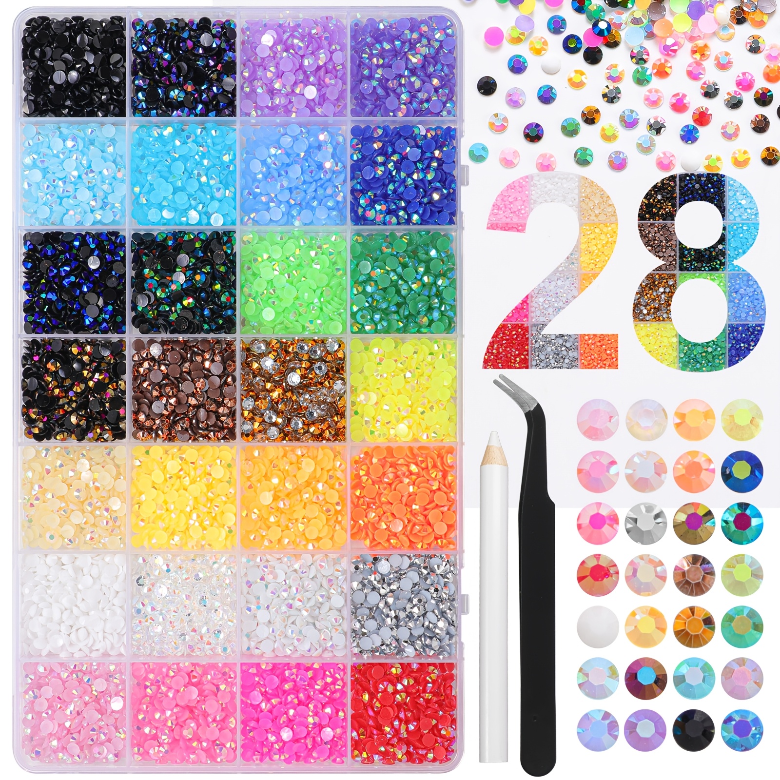 Image of 20000pcs Rhinestones Bedazzling Kit With Tools, 4mm Color Resin Rhinestones For Bedazzling, Flatback Resin Gems For Crafts, Bedazzler Kit For Clothing Shoes Face Makeup Tumblers