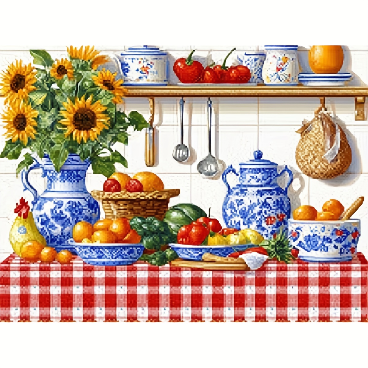 TEMU 1pc, 30x40cm/11.8x15.7inch, Diy Stitch Kit, Porcelain Kit, Patterned Printed Stitch Kit, Random Thread Board Stitch Material Kit, Living Room
