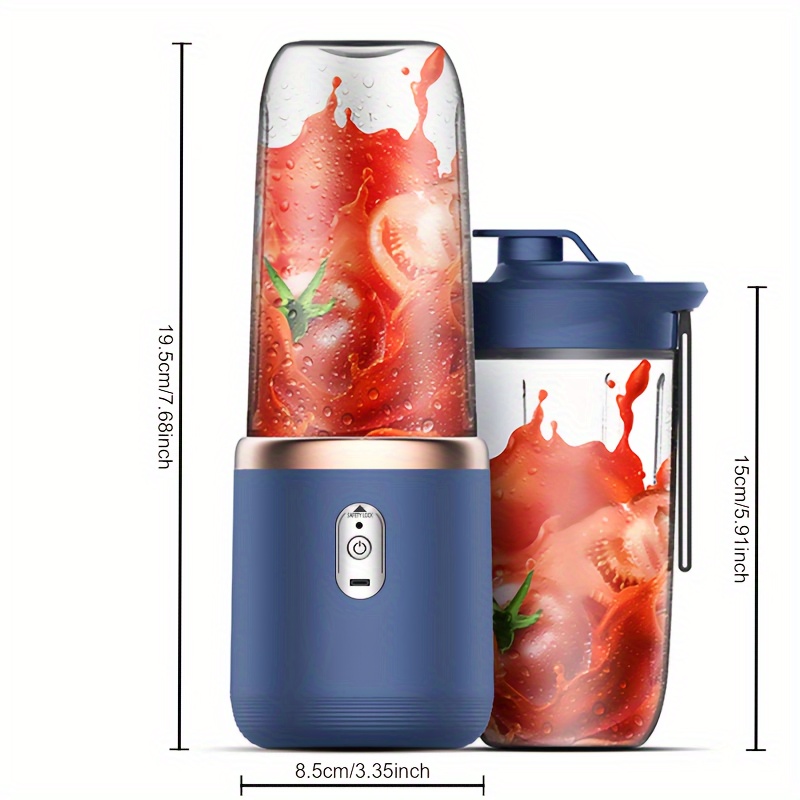 TEMU Usb Rechargeable Portable Juicer, Cordless Mini Blender With 2 Cups, , Suitable For Smoothies, , Kitchen, Home, And Travel