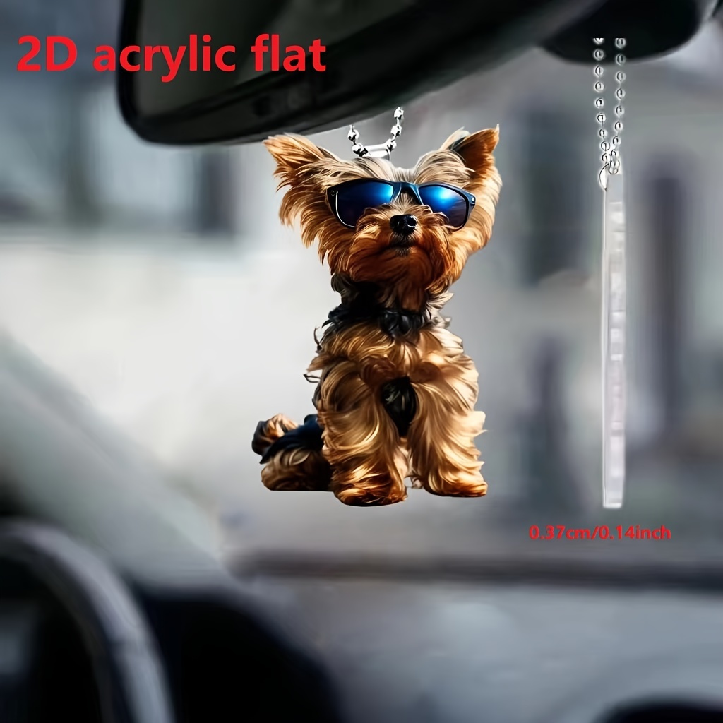 

1pc 2d Acrylic Handsome Sunglasses, Dog Car Rearview Mirror Decorative Pendant, Bag Keychain Pendant, Home Decoration Pendant