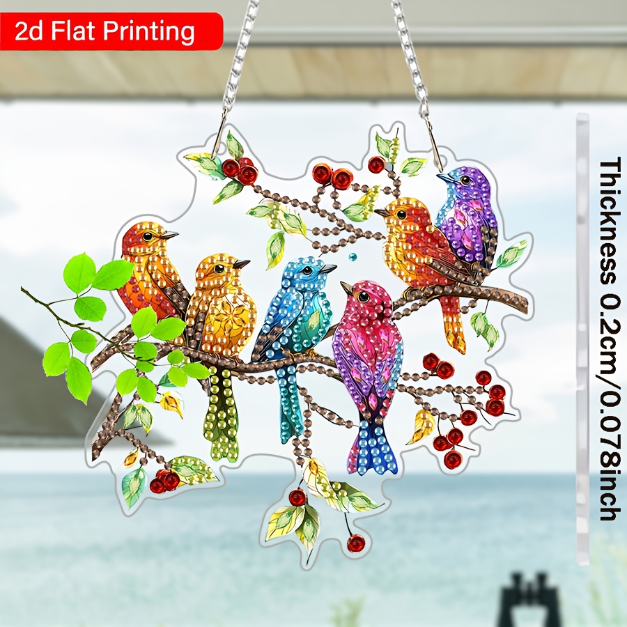 2d/flat 1pc Acrylic Diamond Painting Decor, Pendant, Suitable For Holiday Decoration, Hummingbird Craft Set, Unique Gift To And Imagination