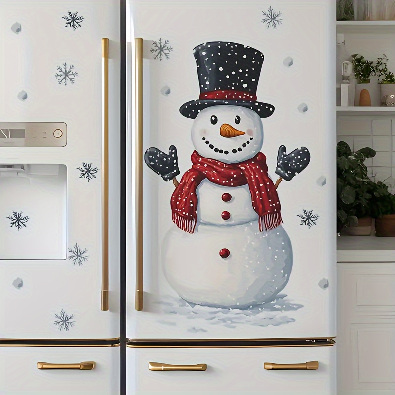 

Christmas Snowman & Refrigerator Decal - -adhesive Pvc , For And , 15.75x23.62