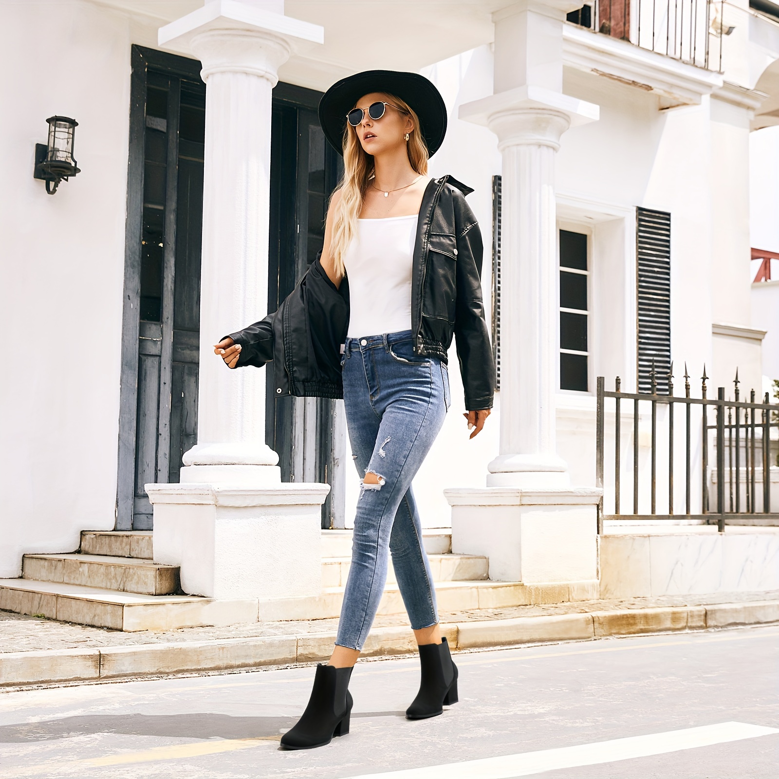 Botines Chelsea Chic para Mujer Sin Cordones, Botas de Tobillo de  Cubierta y Forro de