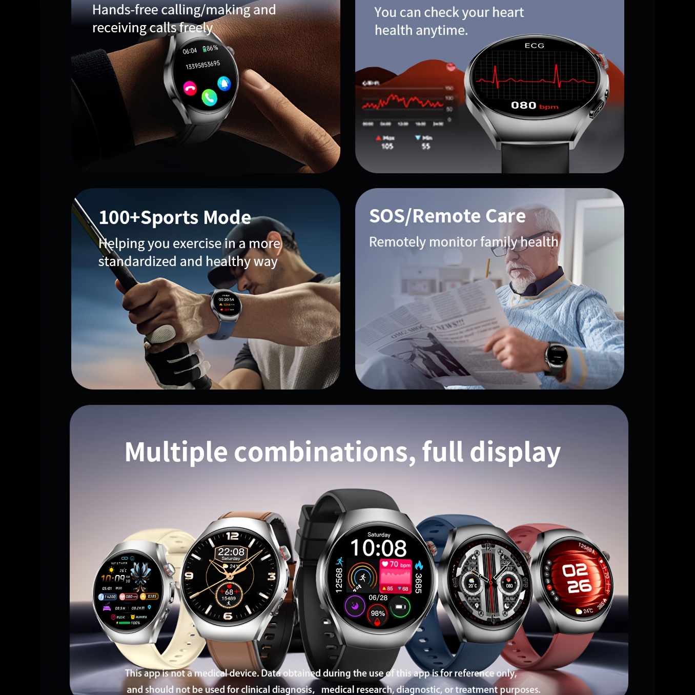 2026     watch 1 43 inch high definition full   supports wireless calls voice   one click sos for help 100 sports   remote monitoring fitness tracking suitable for   phones and for iphone Product details 2