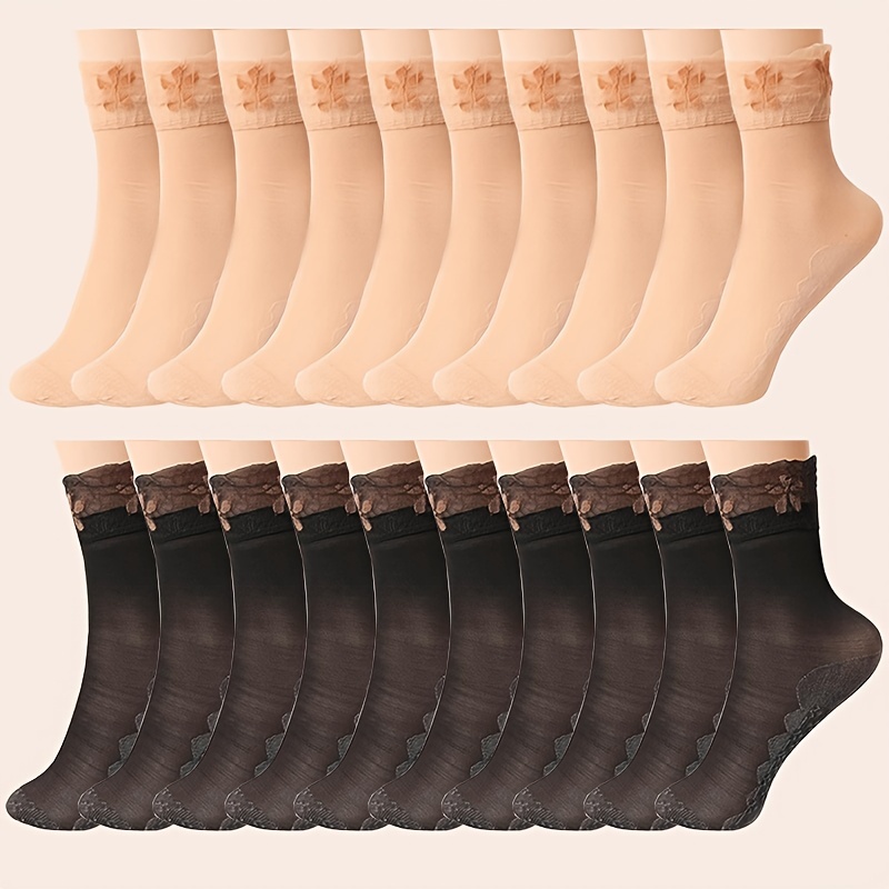Image of 10 Pairs/20 Pairs Of Stockings Summer Socks Women's Mid-tube Socks Anti-hook Wide Mouth Month Socks Mother Socks Non-leg Anti-hook Ultra-thin