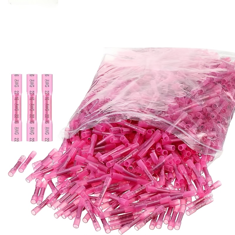 

100pcs Red Insulated Waterproof Wire Connectors, 22-16 Awg Butt Connectors, Quick Connect Copper Contacts For Boats, Trucks - Ideal For Automotive & Marine Use