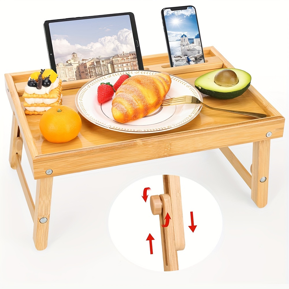 Food Tray Tray Table with Foldable Legs Multi-Purpose Breakfast Serving Tray  Bed Table Snack Laptop Desk Food Tray : : Home