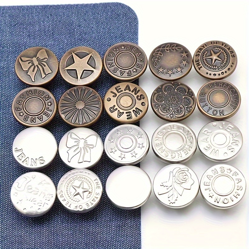 conjunto de 60 piezas de botones para jeans, ajustables y