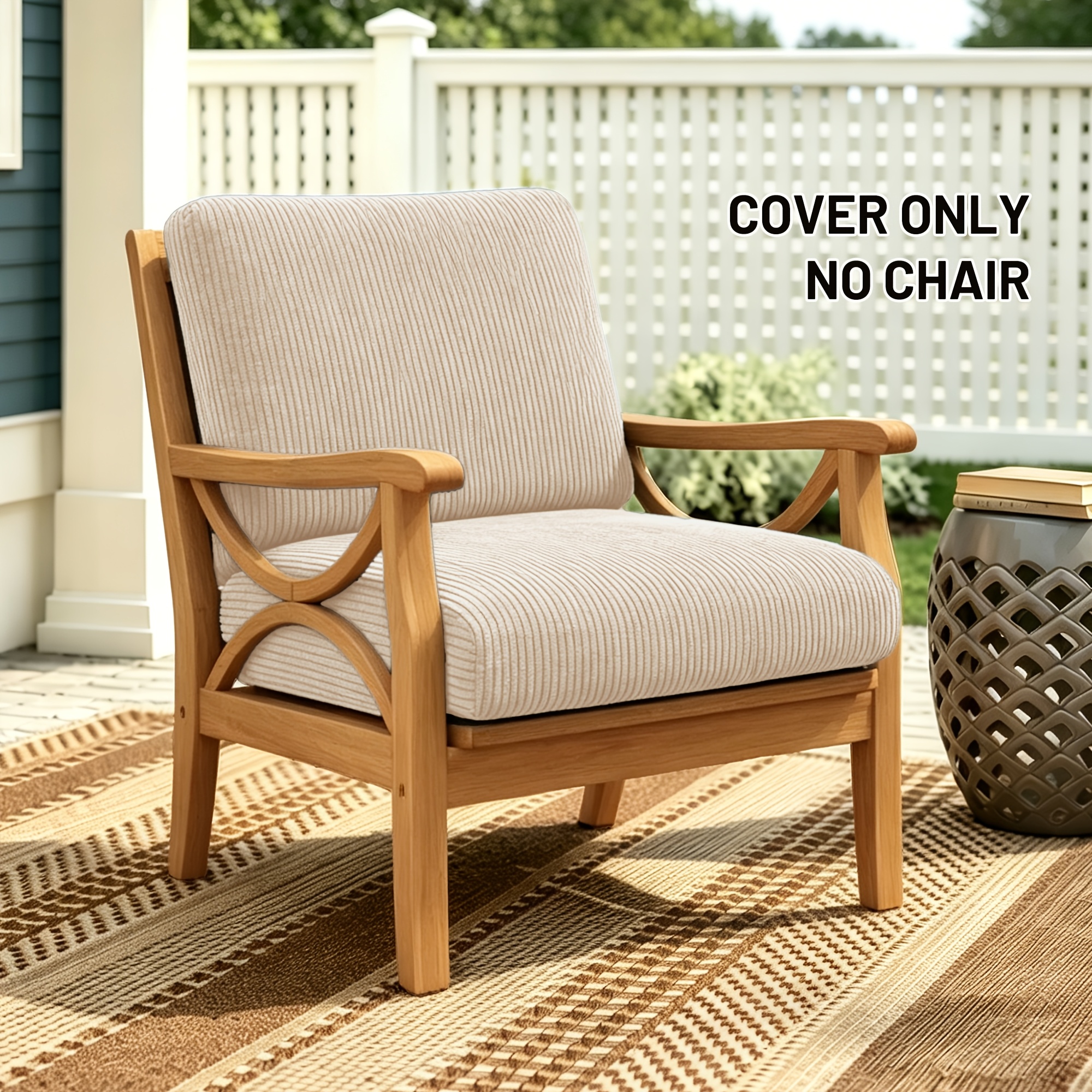 TEMU 2 piezas/juego de elástica de tela para sofá individual de exterior, para silla de sofá, para sofá individual de patio, para cojín de silla de