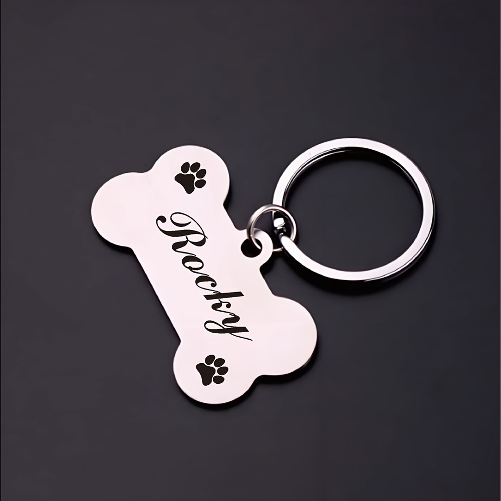 TEMU Personalized Stainless Steel Pet Id Tags For - Engraved With Name & Phone Number, Anti-lost Bone Shape Tag