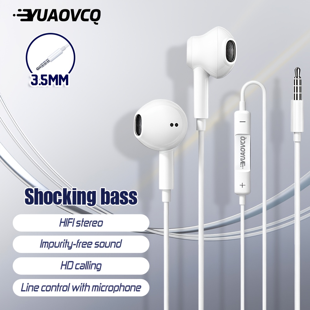Image of Yuaovcq 3.5mm Jack Wired Earphones, High-, Noise-canceling For Voice Calls, Suitable As A Gift For Men And Women, In-ear Earbuds. .5mm Audio Jack Is Compatible Such As Mobile Phones, Desktop Computers