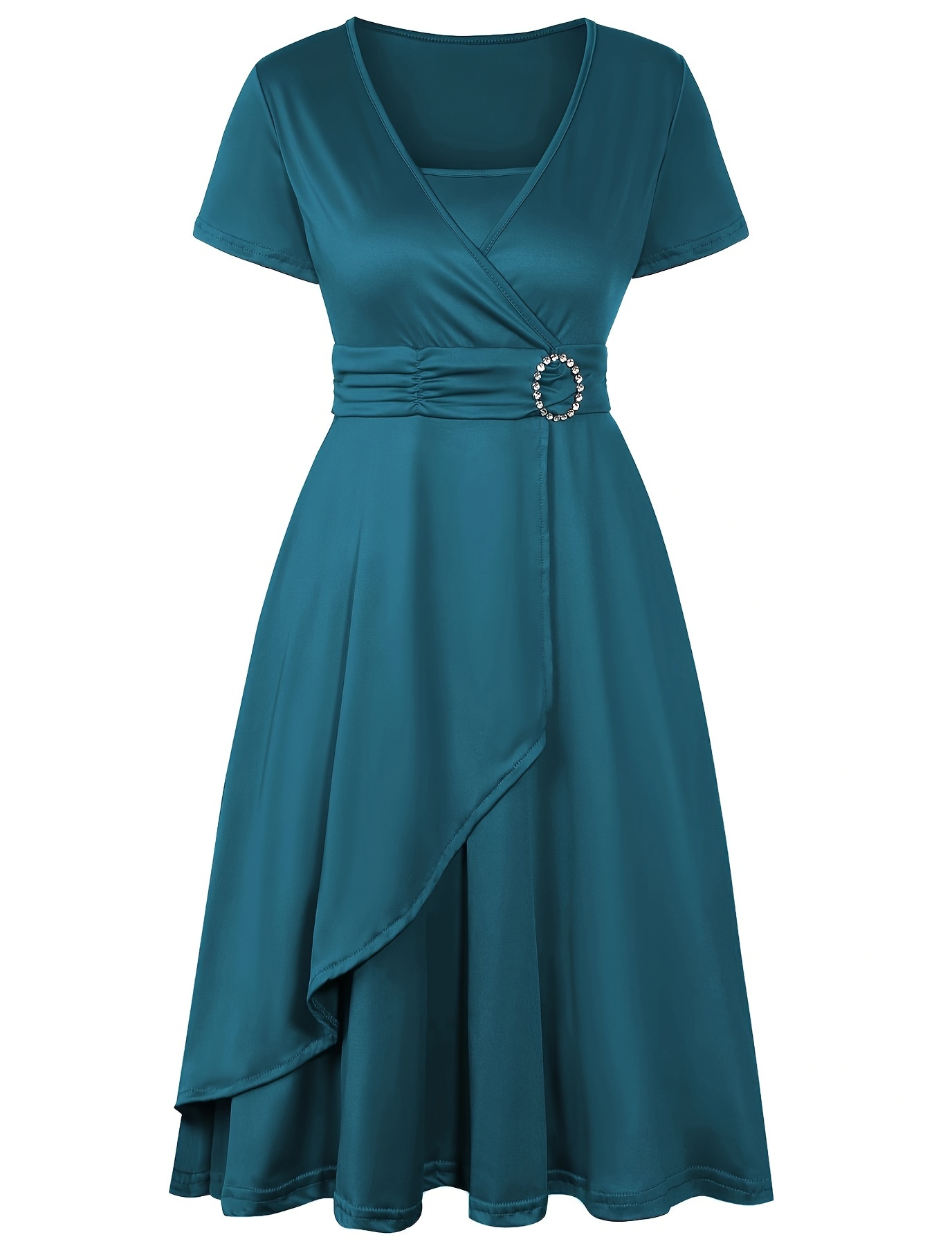 elegant skinny rhinestoned dress asymmetrical hem tie waist dress for party banquet womens clothing