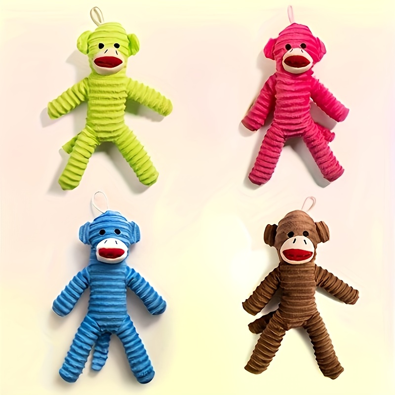 Squeaky Plush Monkey Dog Toy Durable Chew Toy For Dogs, Interactive Indoor Play, Fetch & Teething Relief