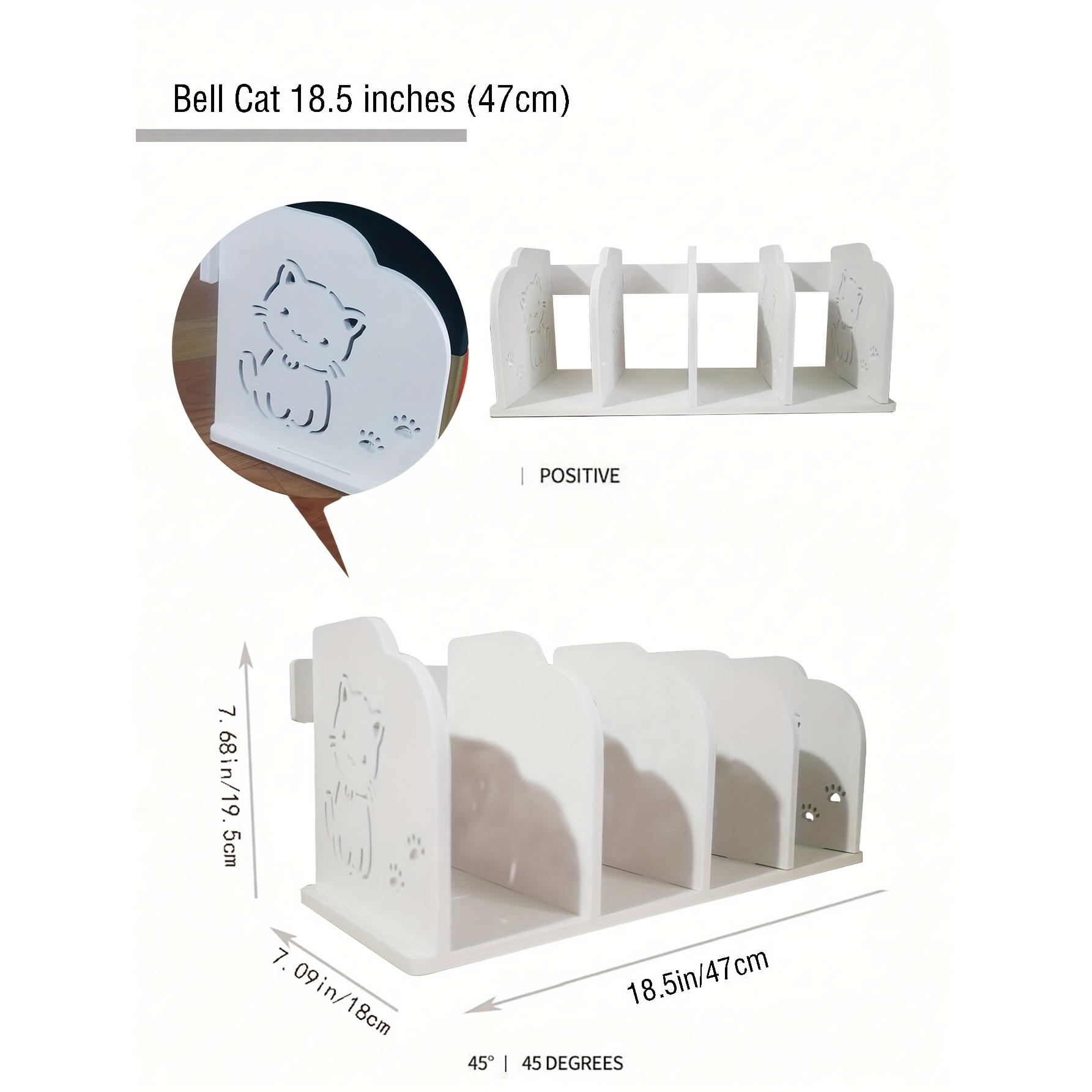 TEMU Verdickte PVC Schreibtisch Cartoon Katze Bücherregal für Heimstudium, Büro Schreibtisch Organizer, Wohnzimmer Magazine Aufbewahrungsregal,