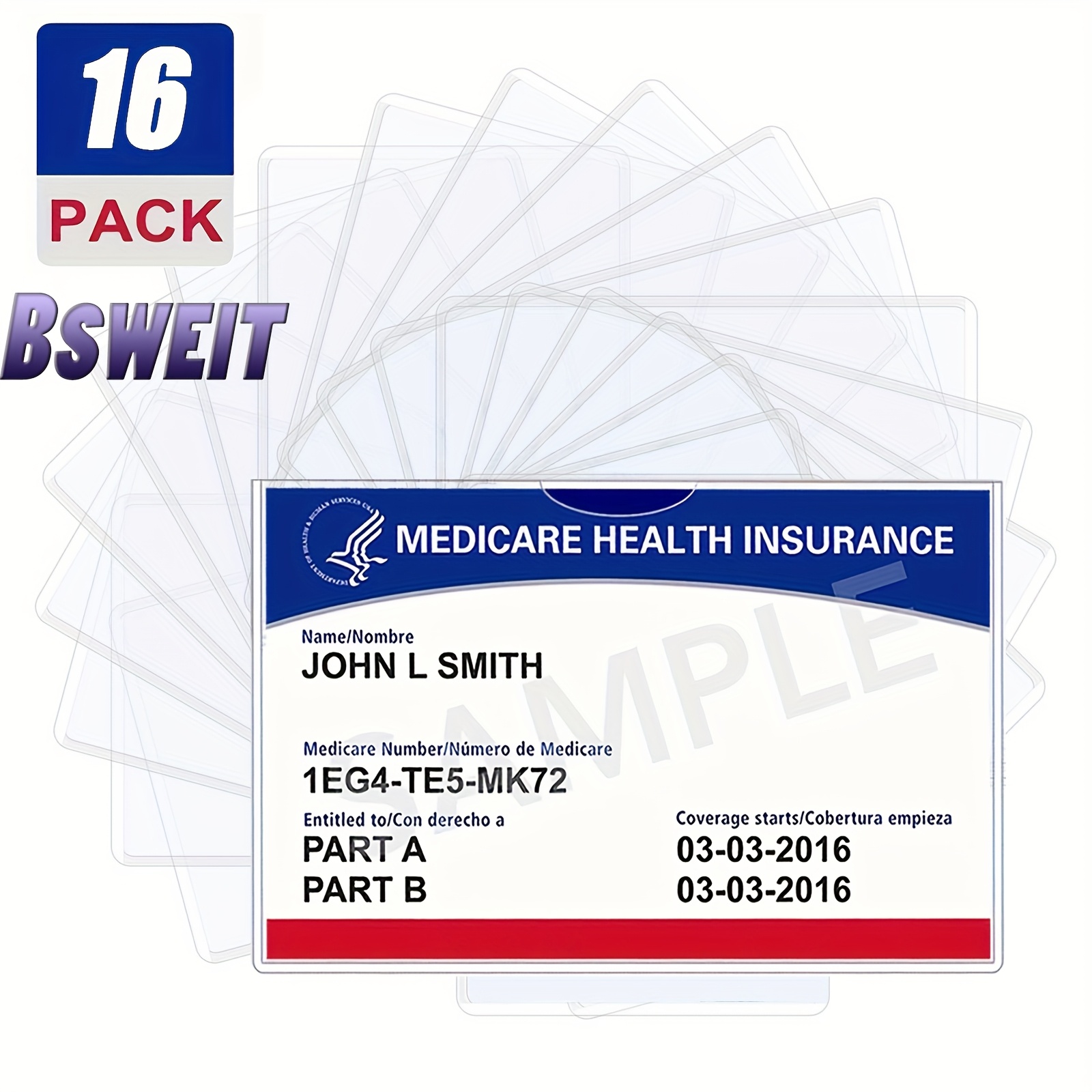 

Bsweit 3/16 Pack Card Protector Sleeves For Social Security, Medicare, And Credit Cards, , Bus Card, Savings Card, Card Protection Cover