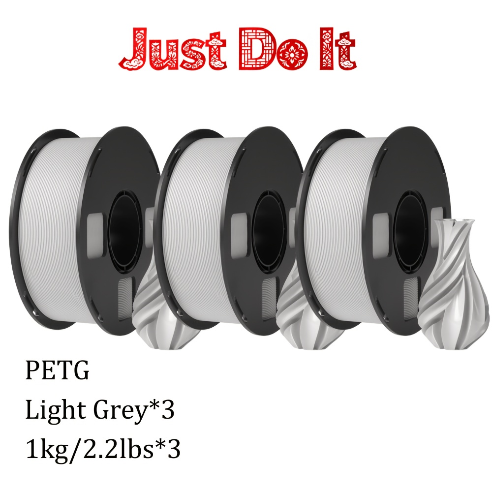 Image of Premium Petg 3d Filament 3kg/6.6lb 3 Rolls 1.75mm +/-0.02mm Strong Toughness Odorless Better Flow Moistureproof 3d Printing Fast Delivery Wide Compatibility Black/ White/light Grey