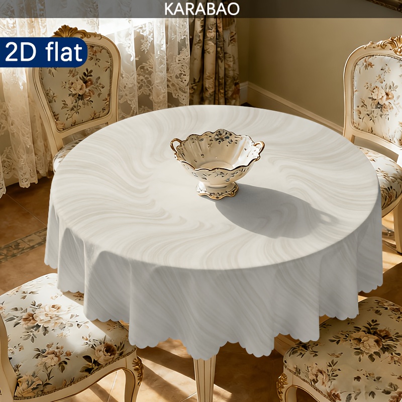 TEMU 2d Flat, 1pc Circular Ripple Texture Tablecloth, Easy Elegant Design, Suitable For Table Styles, Indoor Outdoor, Home Decor Tablecloth, Home,