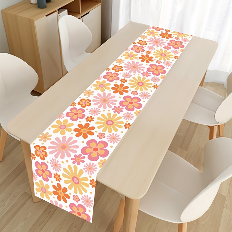 TEMU [3 Tailles en Option] Chemin de Table 1pc Pack , Chemin de Table Marguerite en Polyester, Chemin de Table Marguerite Rétro, Décoration de de