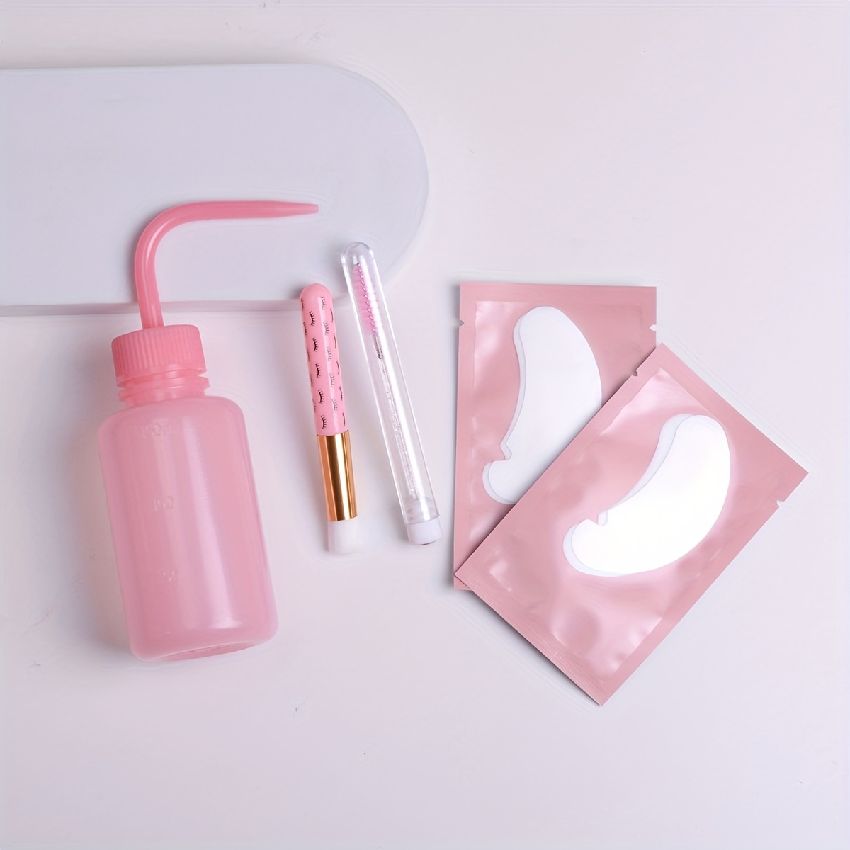 

5pcs Eyelash Extension Starter Kit, U-shaped Pad, Shampoo Brush, Foam Soap Dispenser, Lash Stick, Gel Pad, Makeup Tool Set For Professional Beauty Salon Use