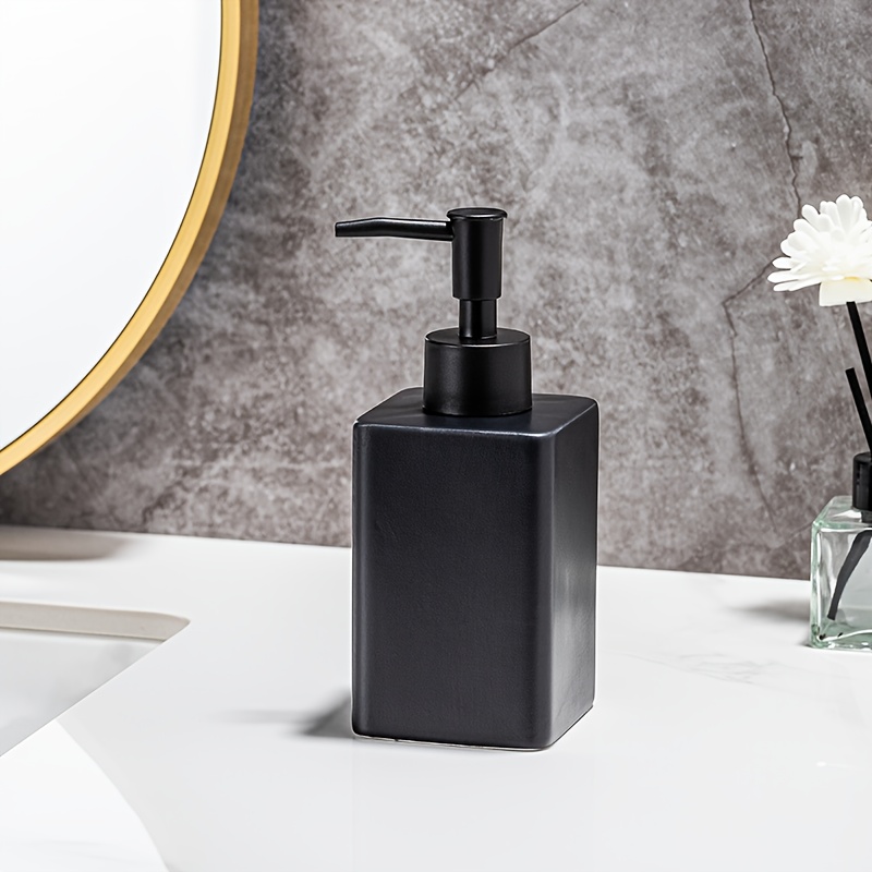 Image of A Ceramic Hand Bottle, Simple And Versatile, In 4 Colors, Can Hold 11.62 Ounces, Easy To Press, And Reused. Suitable For Separate Use Of Bathroom Shampoo, Shower Gel, Kitchen Hand, And Cleaning Agents