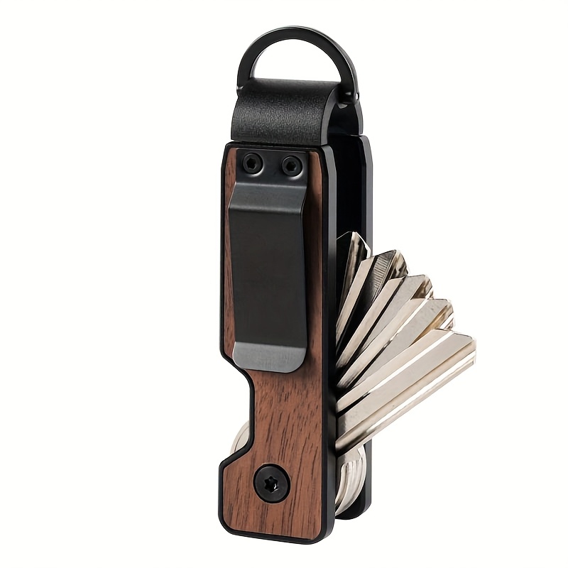 Image of Metal Keychain Men's Aluminum Alloy Multi-functional Key Case Can Store 1-6 Keys Carbon Fiber Keychain Couple Father's Day Daily Use Durable Minimalist Women's Key Chain Portable Safety Storage