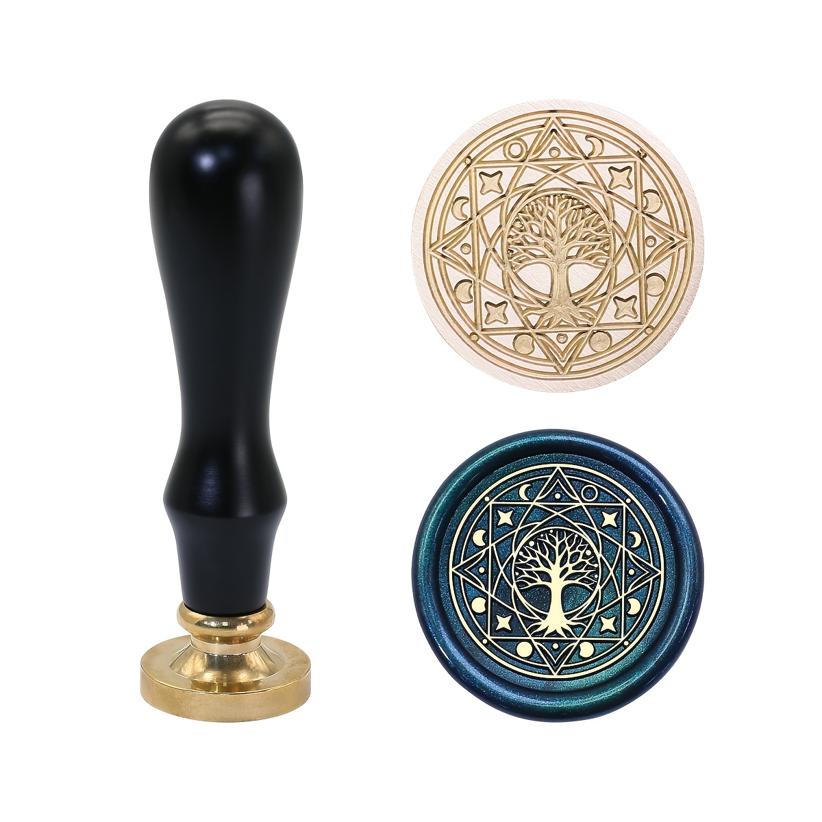 TEMU Starry Sky Trees Series Wax Seal Stamp Set, 1 Set Including A Handle + 25mm Stamp Head - Perfectly Suitable For Love Letters, Invitations,