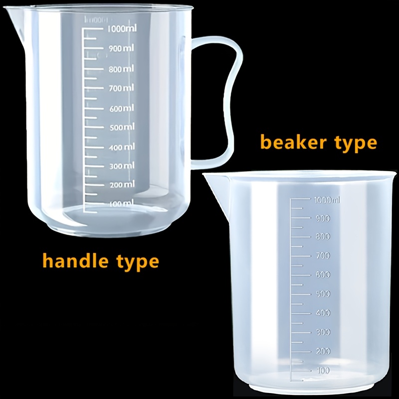 Image of 1000ml Plastic Graduated Cylinders (2-pack), Transparent Gradient Beakers Mixing Cups, Clear Graduations, Reusable, 2 Styles, Suitable For Etc