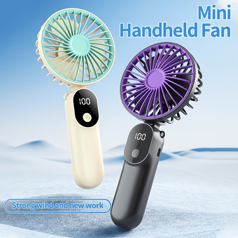 Ventoinha Portátil, Ventoinha Alimentada por Bateria de 3000Mah com 6 Velocidades de Ar e Visor Digital, Ventoinha de Maquilhagem Feminina com Suporte, Ventoinha Dobrável 3-em-1 de 90°F para Viagem, Praia e Uso ao Ar Livre
