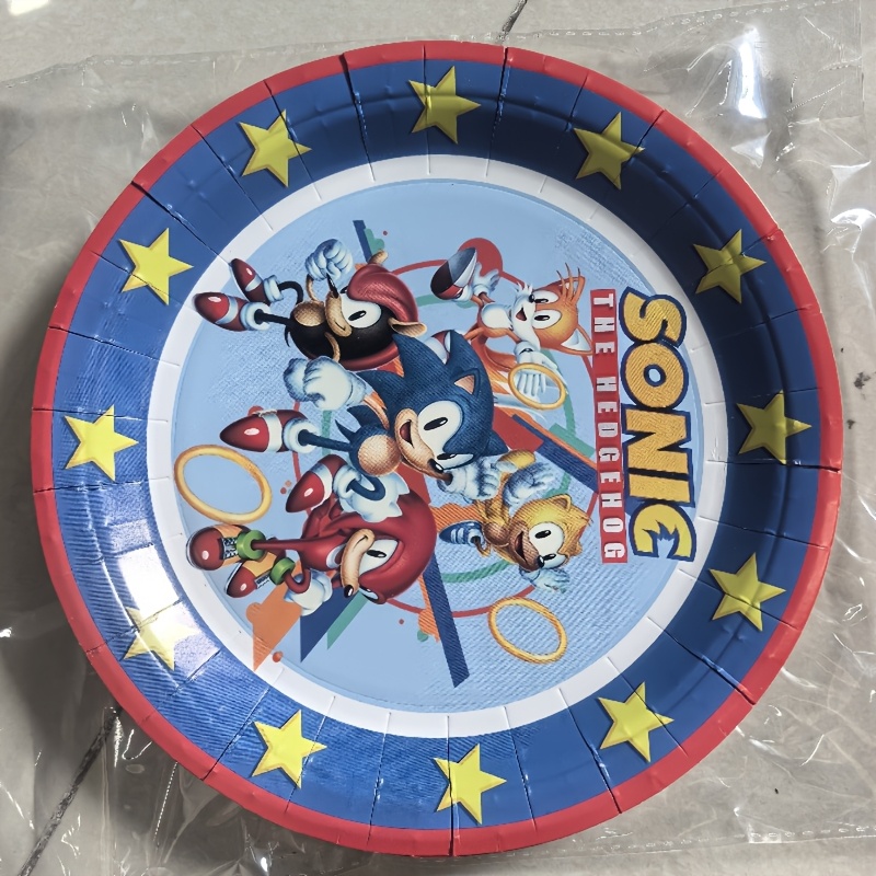 Image of 10pcs Paper Plates, Party Decorations, Animated Cartoon Hedgehog, , Cartoon Decor, Birthday, Christmas Party Decorations, Decorations Halloween Christmas Thanksgiving