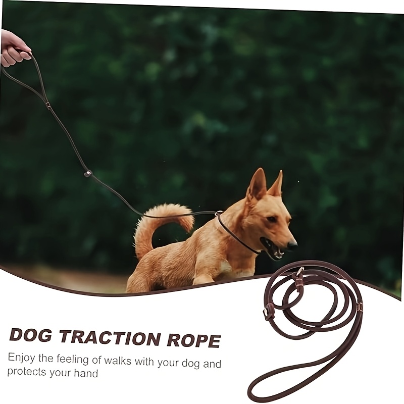 

1pc Genuine Dog Traction Rope, Adjustable Non-slip Lead For Training And Walking, Brown Cowhide With Smooth , Ideal For And Comfortable Outdoor With Your Dog, Dog Leash