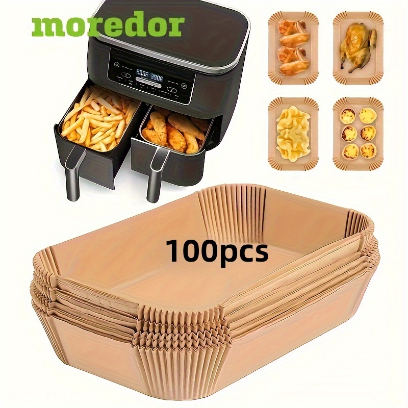 100pcs non stick air fryer parchment paper liners oil resistant rectangular baking sheets for 1422   fryer   fries   holiday cooking halloween christmas thanksgiving