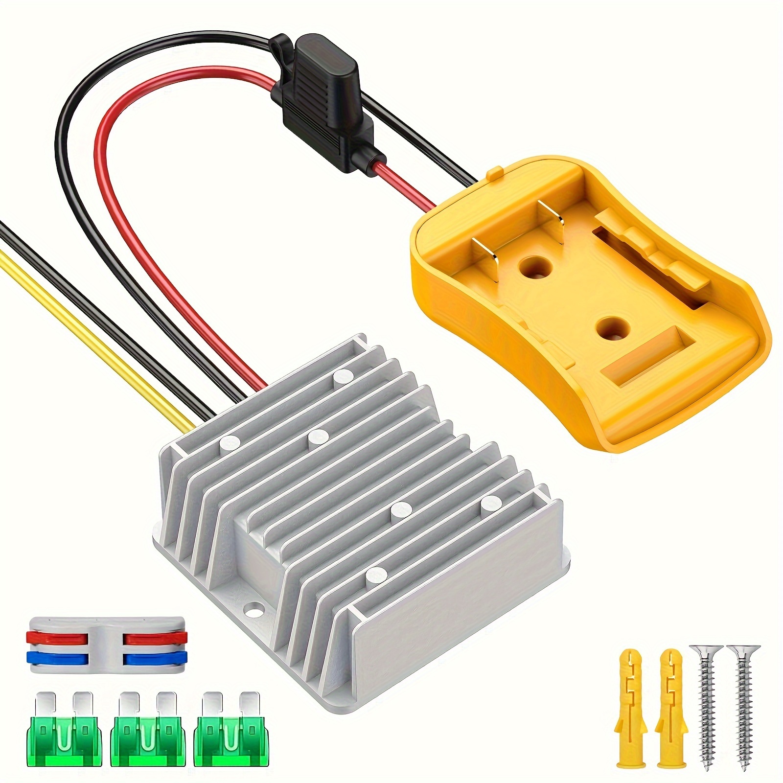 

20v To 12v Step Down Converter For 20v Power Wheels Battery Adapter, Line Output 12v20a With Upgraded Low Voltage Protection & Fuse & Wire Terminal