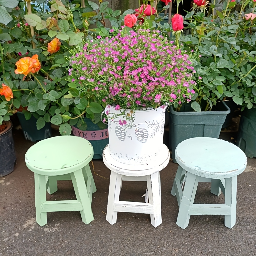 rustic recycled wood garden stool circular planter stand Temu