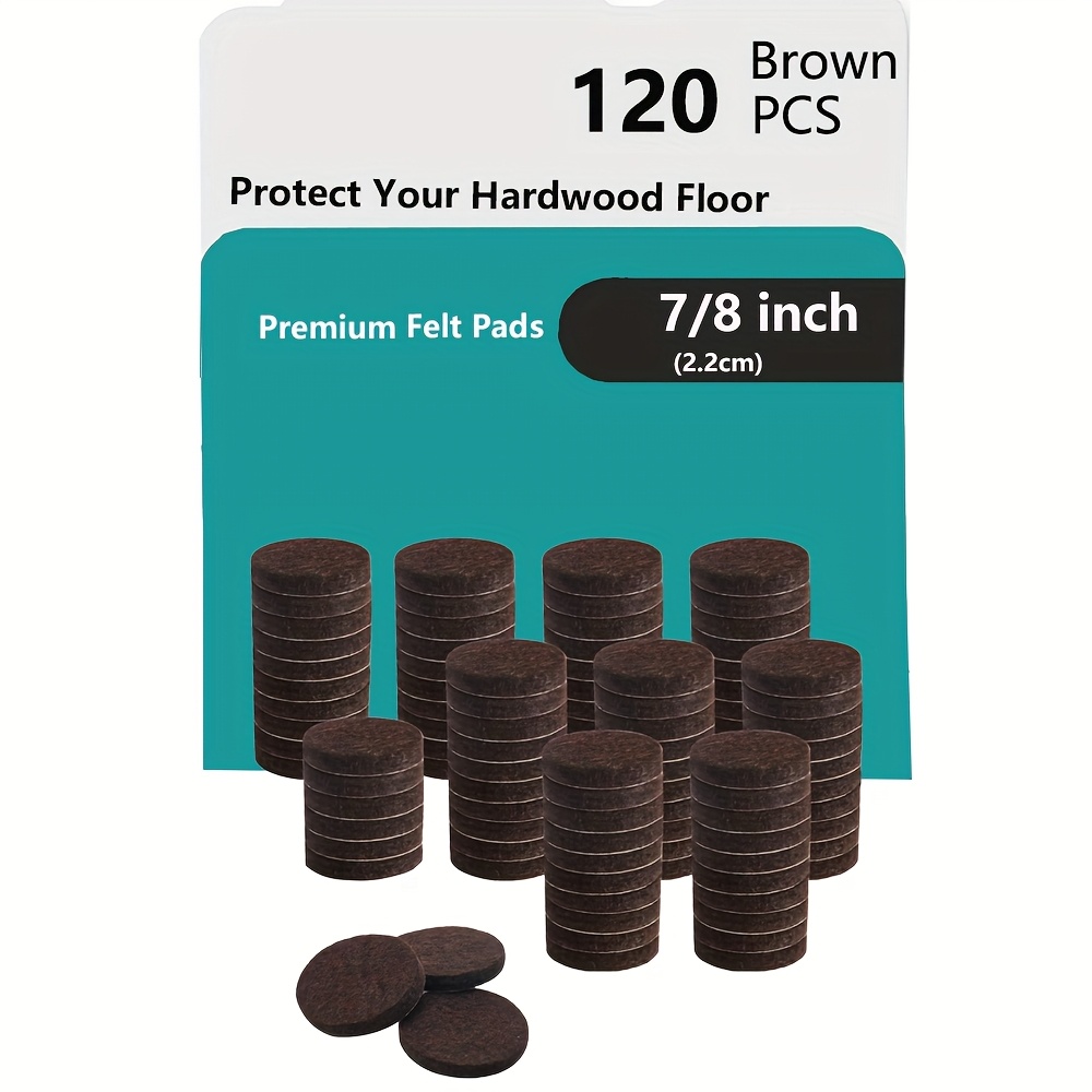 TEMU 120pcs 7/8 Inch (2.2cm) Felt Furniture Pads - Round Floor Protectors For Hardwood Floors, Leg Cushions, Durable Scratch-resistant Floor