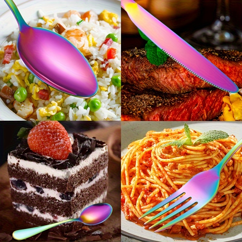 rainbow 60 30pcs stainless steel cutlery set for 12 people   polished flatware set dishwasher safe   dinner knives 12 dinner spoons 12 dinner forks 12 dessert spoons 12 dessert forks 12 ideal for homes restaurants and parties Product details 7