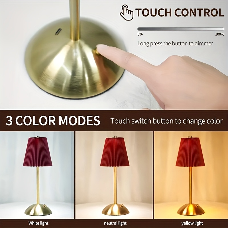 Modern Fashion Red Table Lamp with High Base, Touch Control