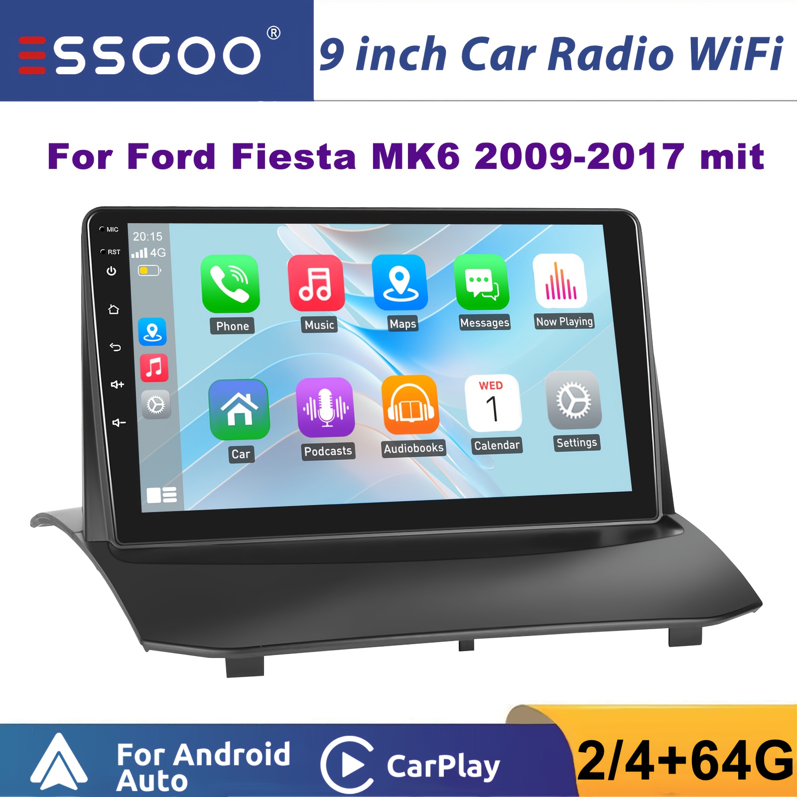 Essgoo 4+64g And Auto For Ford 2009-2017 9 Inch Touchscreen 14 Carplay Autoradio Wifi Rds